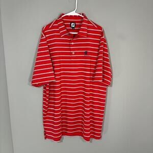 FootJoy Polo Shirt Mens XL Red Stripe Ko Olina Golf Performance Stretch Top